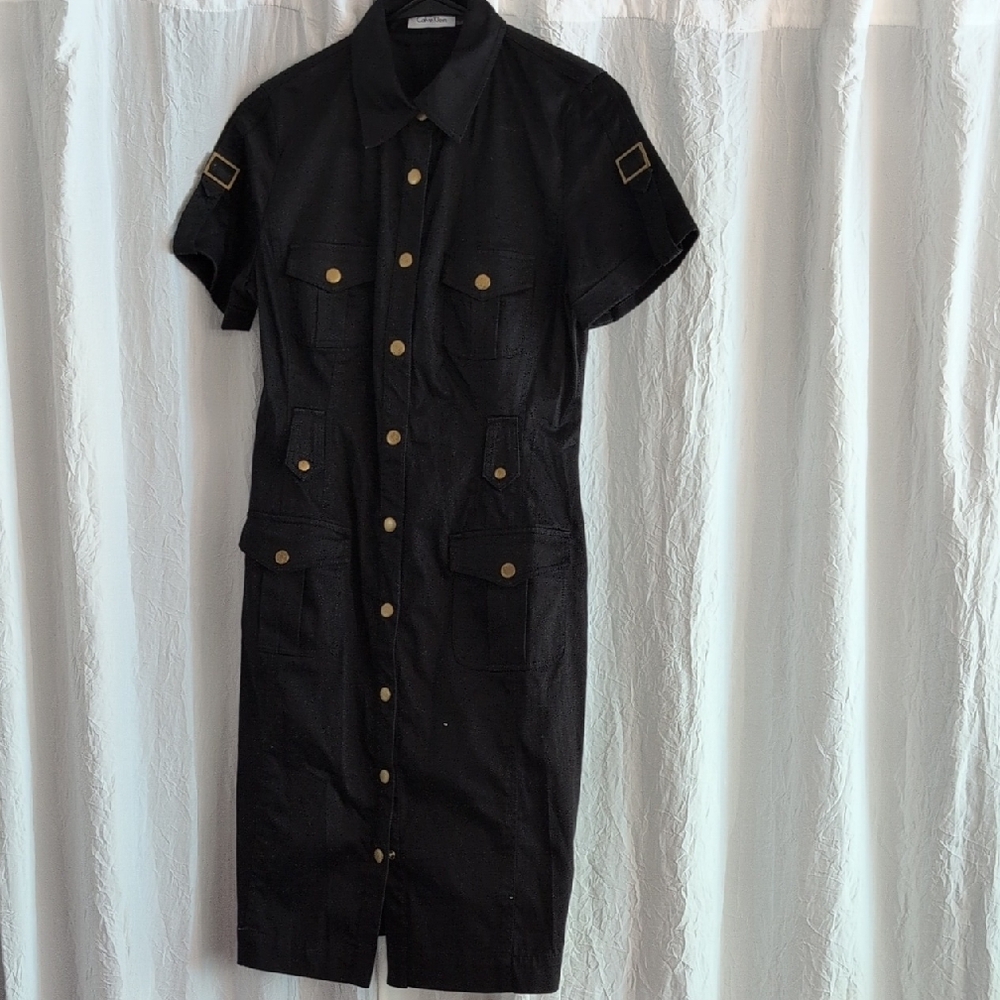 Calvin Klein Black Dress with Gold Accents